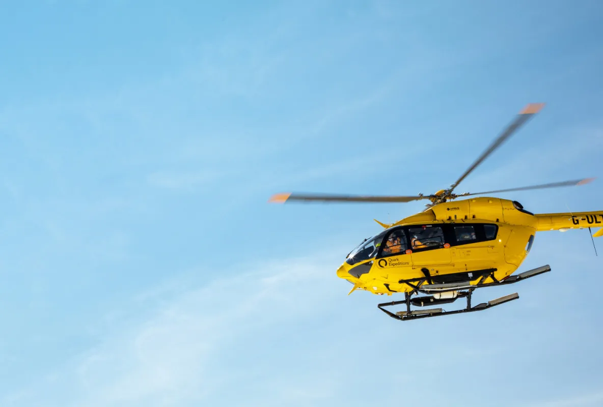 Helicopter over the ice