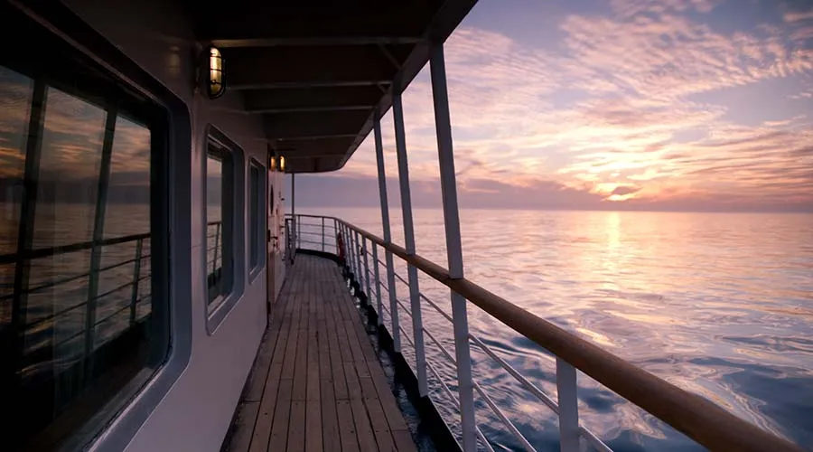 Sunset over the ship
